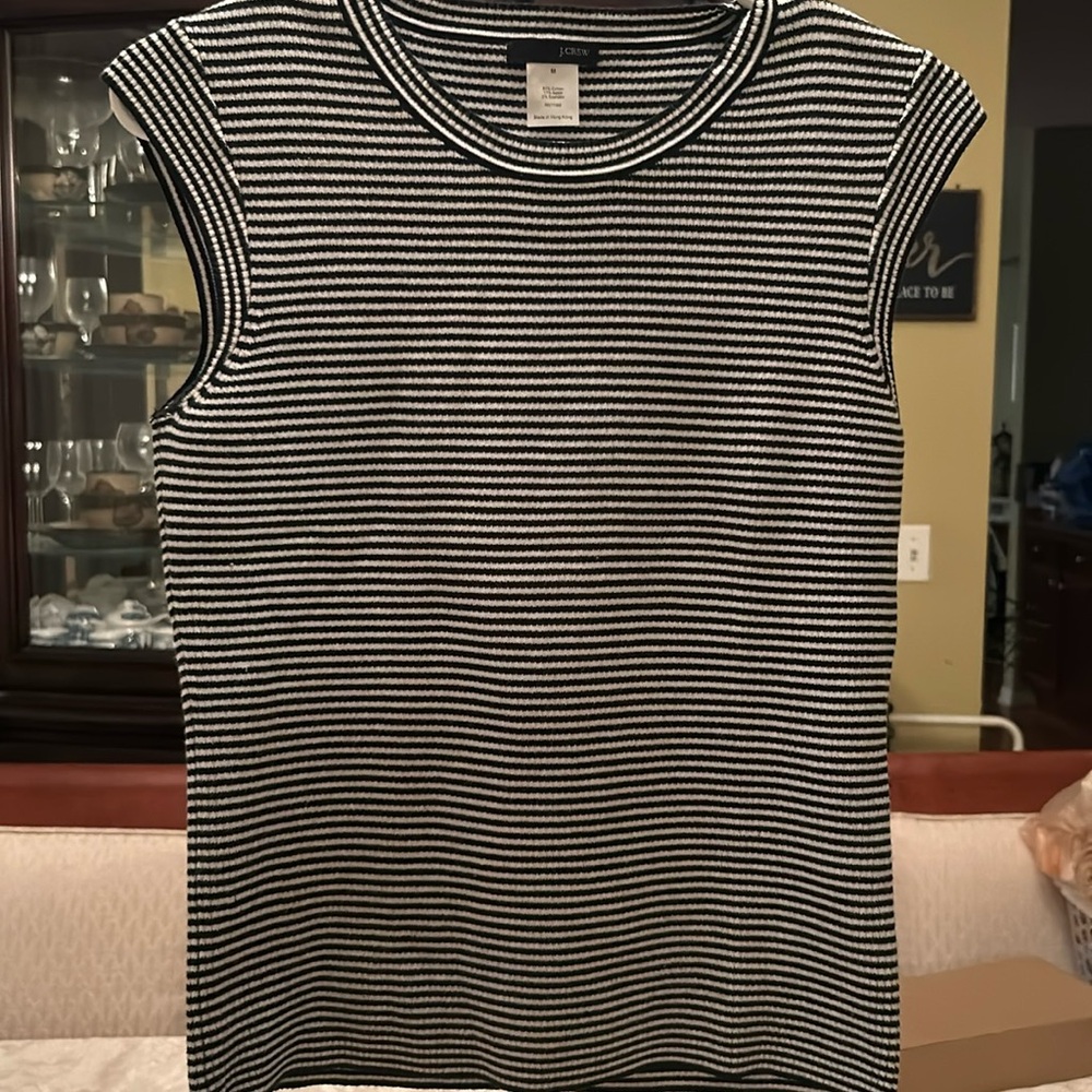 Stripe black and white J. Crew stretch blouse